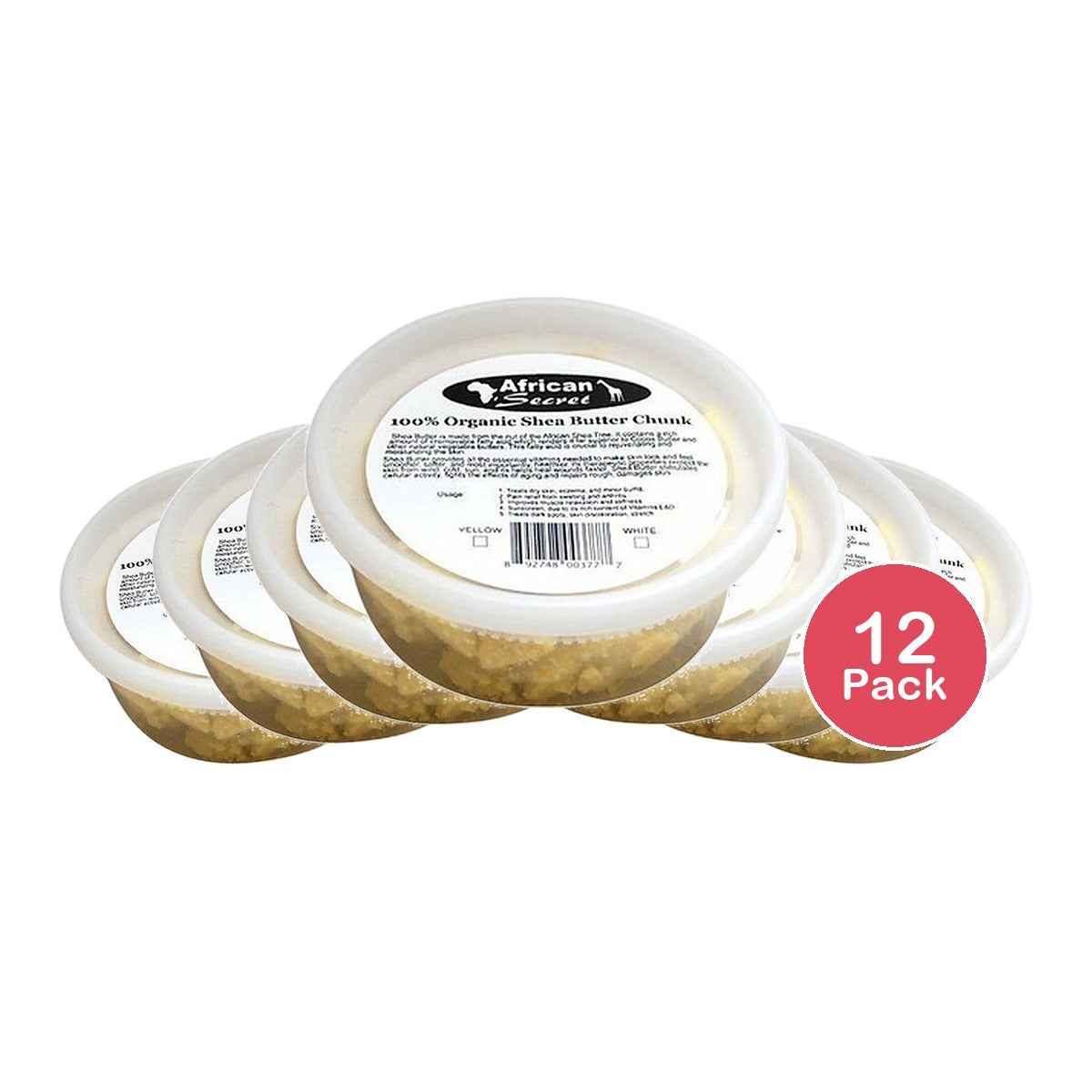 African Secret 100% Organic Shea Body Butter 8 Oz (Pack of 12)