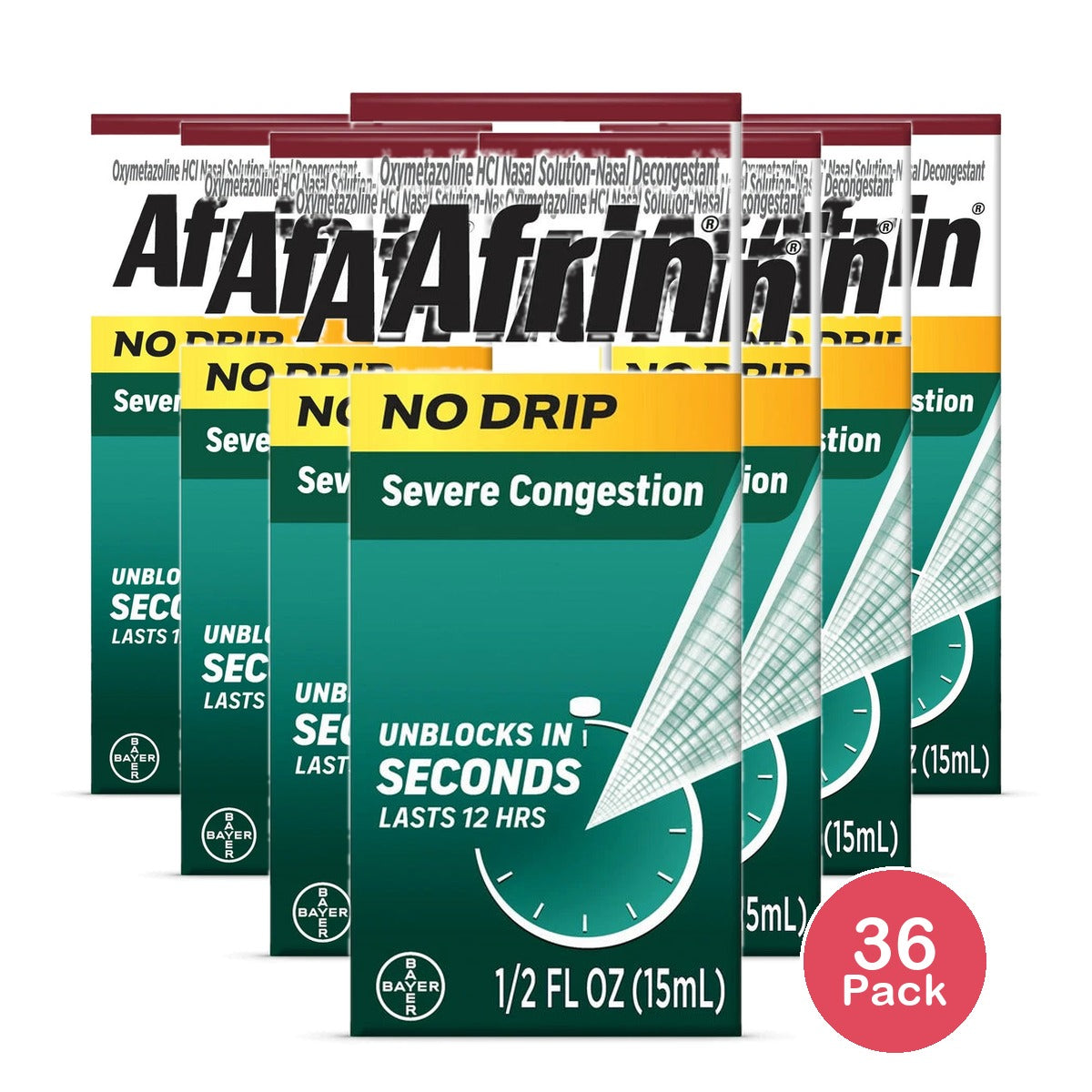 Afrin Nasal Spray No Drip Severe Congestion Relief - 0.5 fl Oz (Pack of 36)