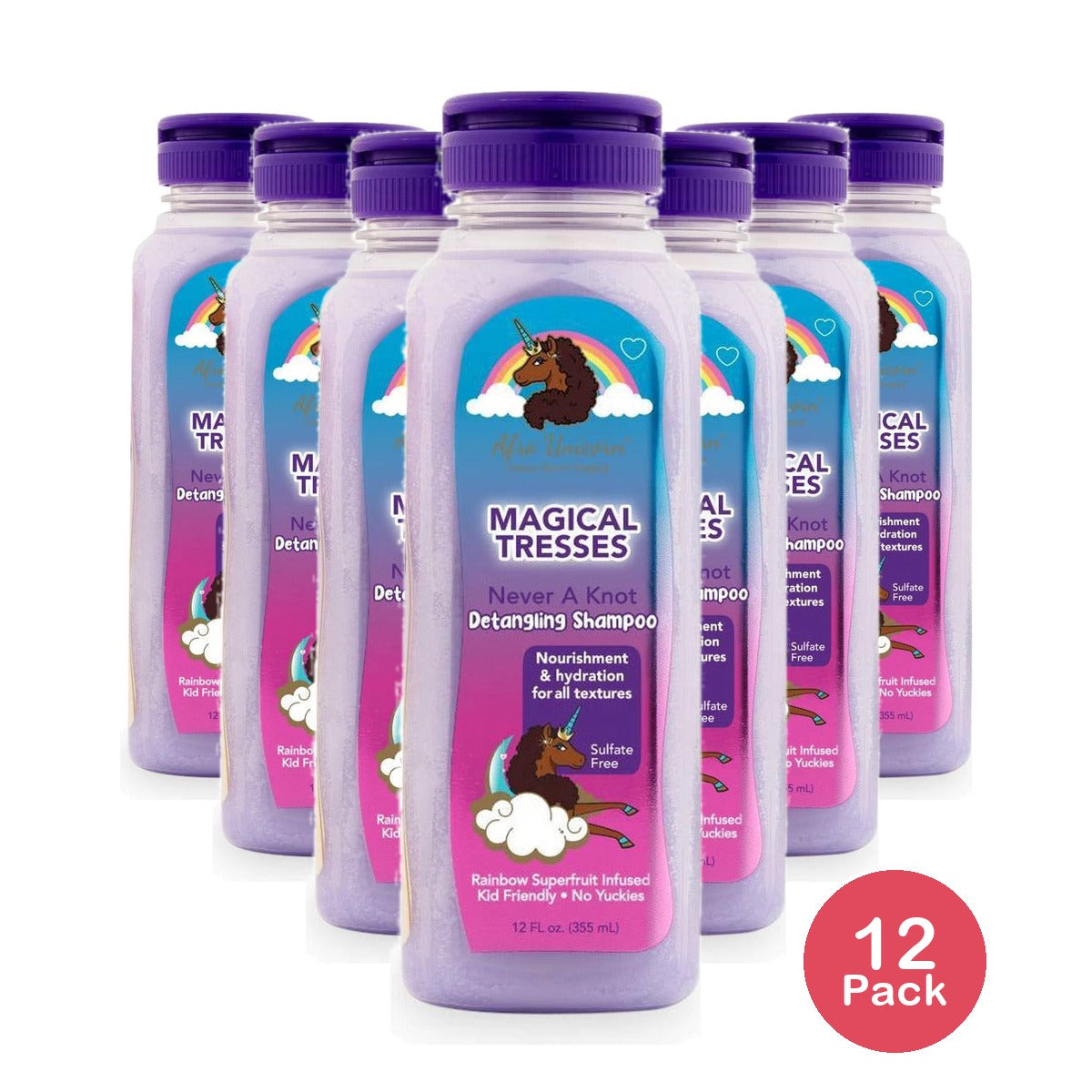 Afro Unicorn Never A Knot Detangling Shampoo 12 Fl Oz (Pack of 12)