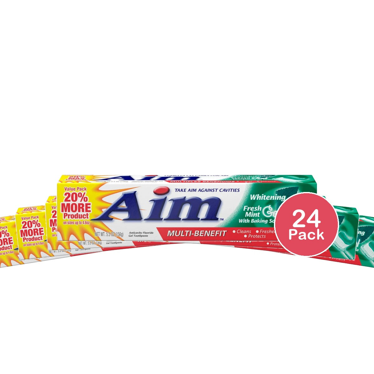 Aim Whitening Toothpaste with Baking Soda 5.5 Oz (Pack of 24)