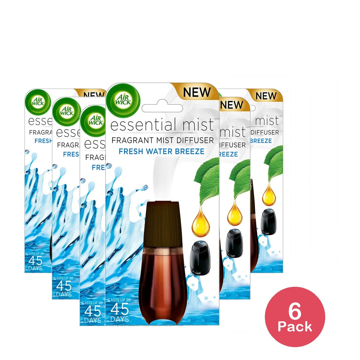 Air Wick Essential Mist Fresh Water Breeze Air Freshener Refill 0.67Oz (Pack Of 6)