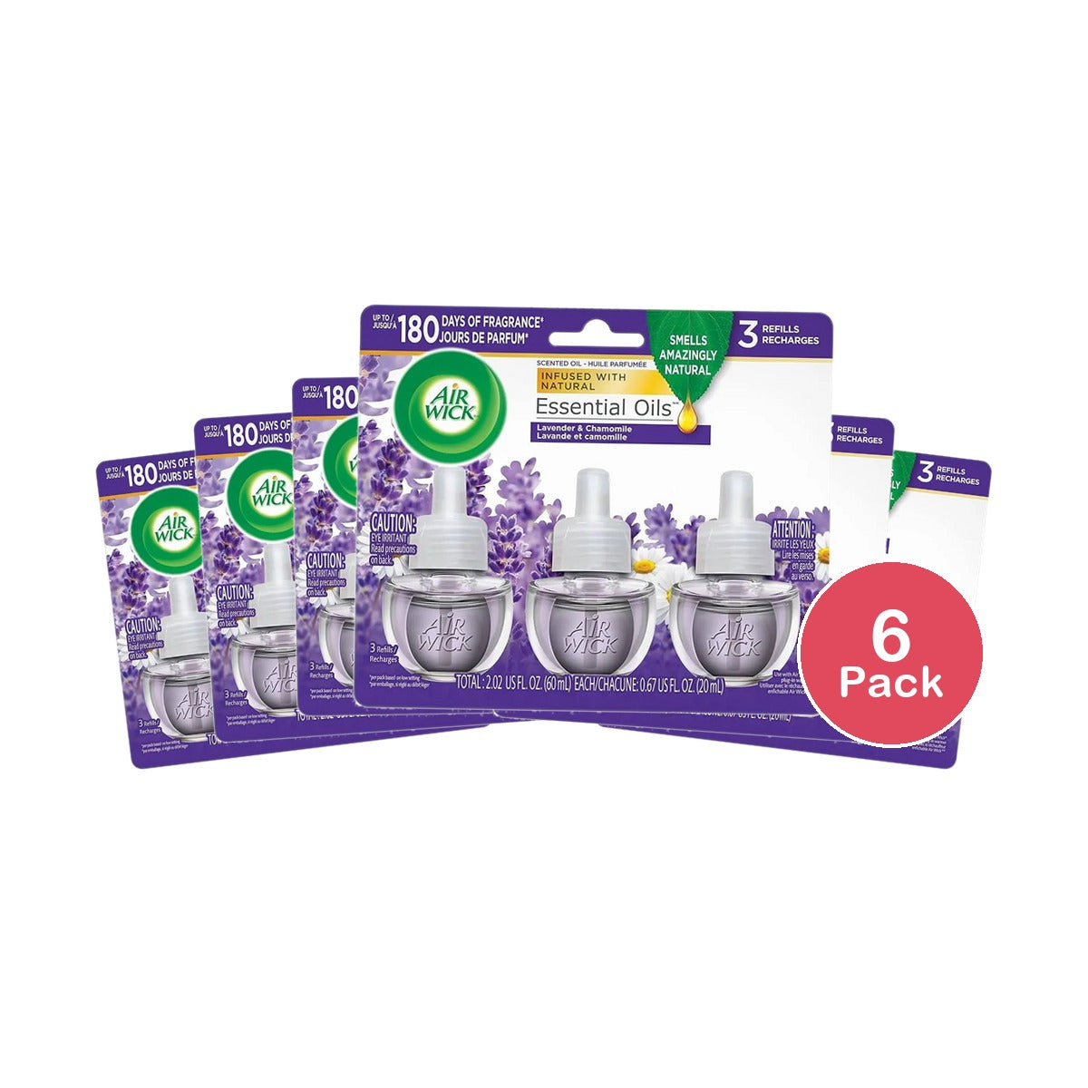 Air Wick Essential Oils Scented Oil Refill Lavender & Chamomile 0.67Oz (Pack Of 6)