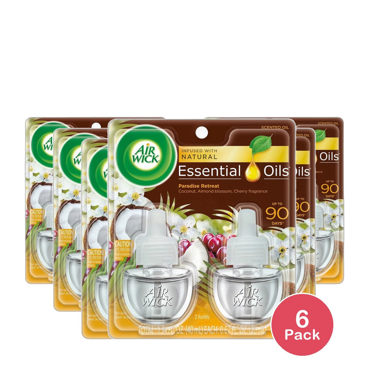 Air Wick Plug In Scented Oil Refill Paradise Retreat Air Freshener 1.34Oz (Pack Of 6)