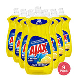 Ajax Dishwashing Liquid Dish Soap Yellow Lemon 28Oz (Pack of 9)