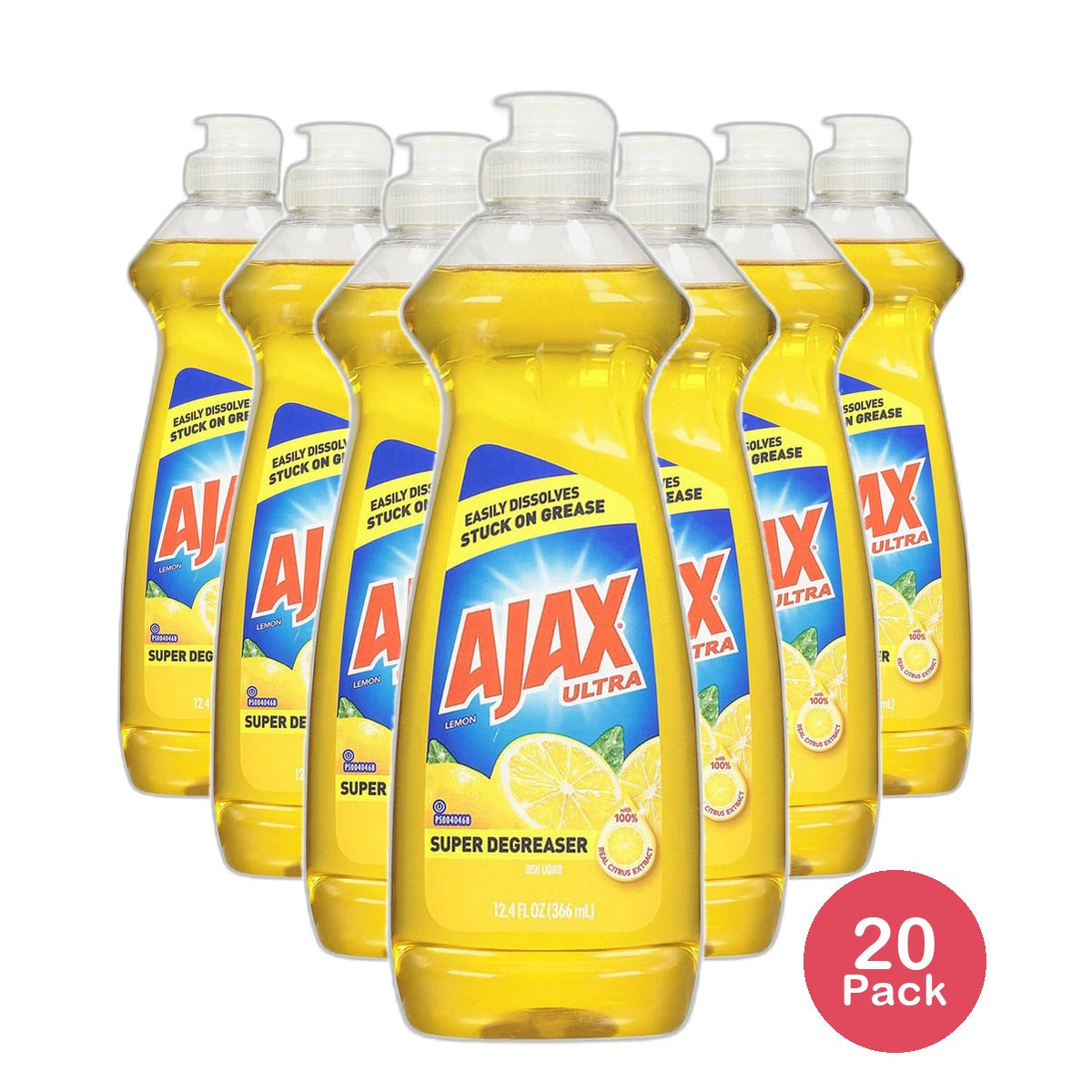 Ajax Ultra Super Degreaser Liquid Dish Soap Lemon 12.4Oz (Pack of 20)