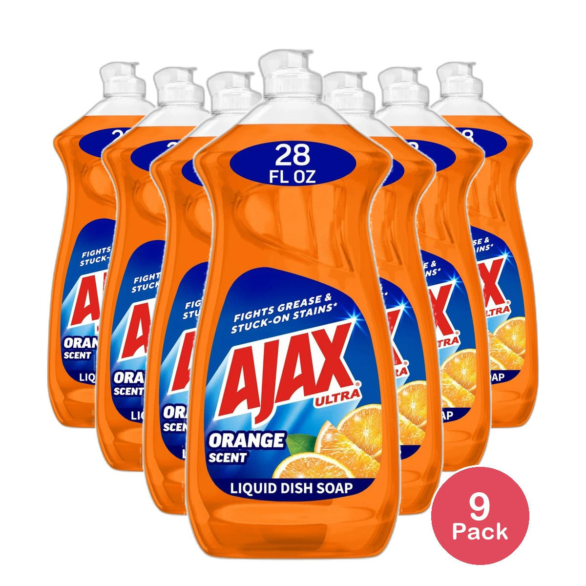 Ajax Ultra Triple Action Liquid Dish Soap Orange 28Oz (Pack of 9)