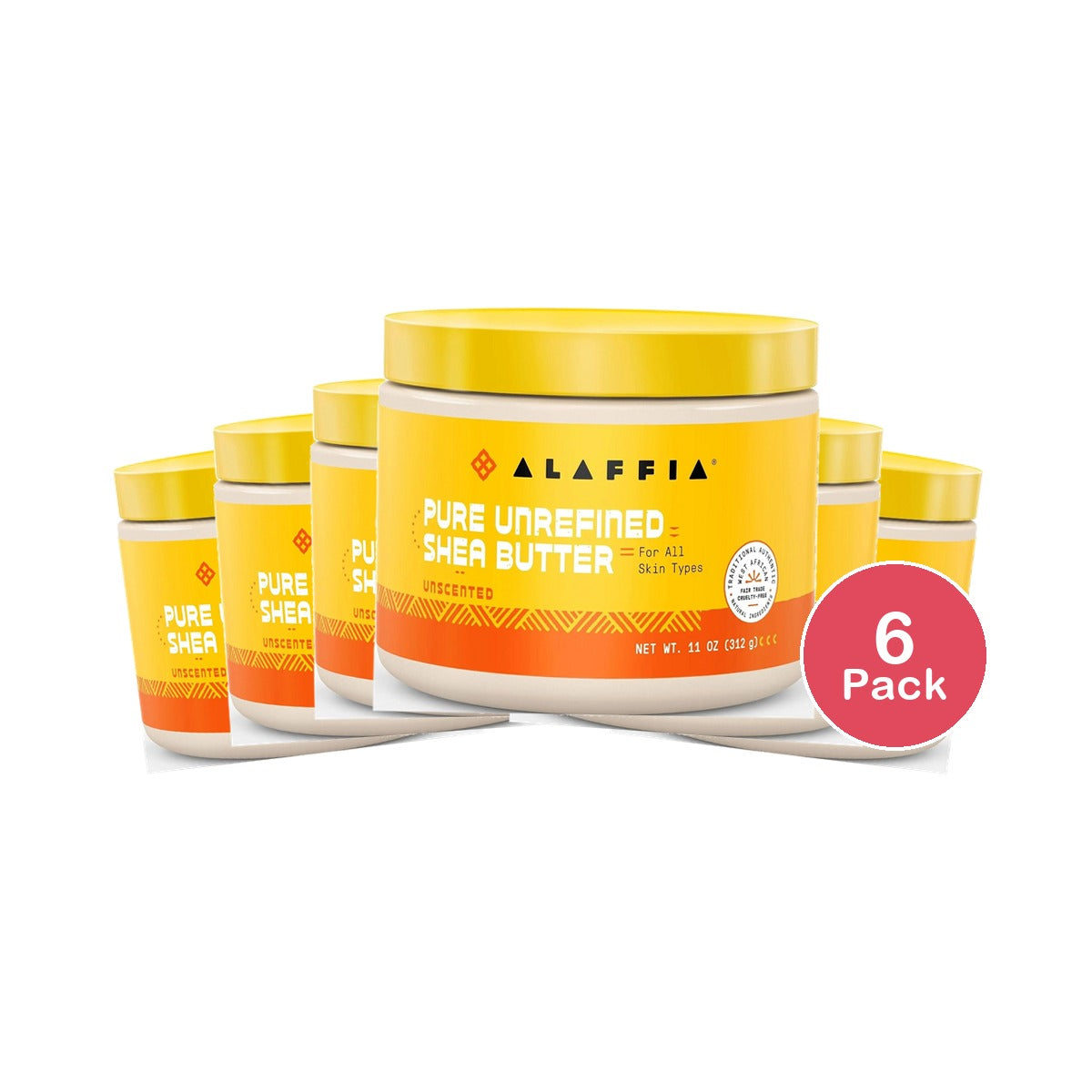 Alaffia Shea Butter Unscented 11 Oz (Pack of 6)
