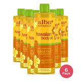 Alba Botanica Hawaiian Body Oil Deep Moisturizing Kukui Nut 8.5 oz (Pack of 6)