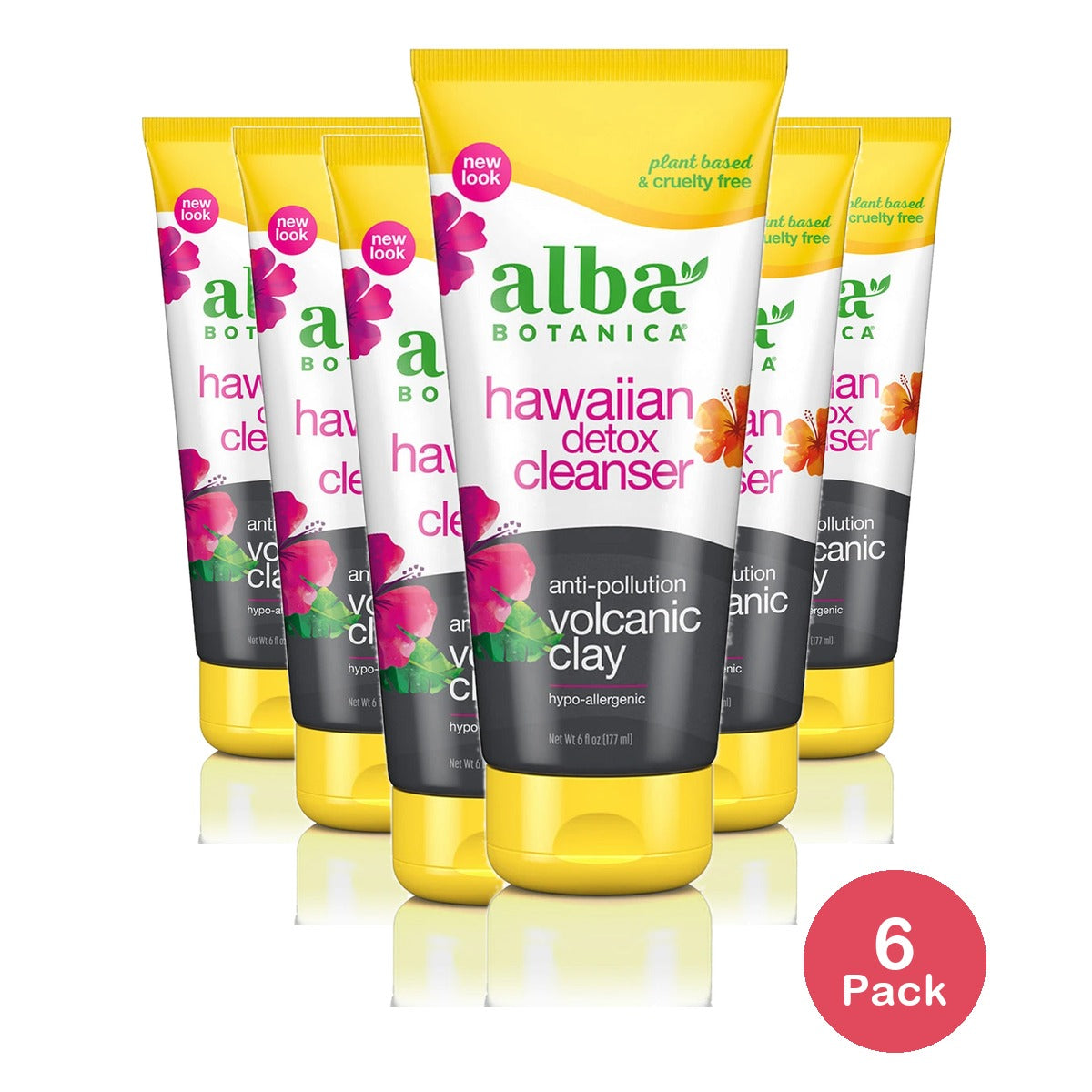 Alba Botanica Hawaiian Detox Anti-Pollution Volcanic Clay Cleanser 6Oz (Pack of 6)