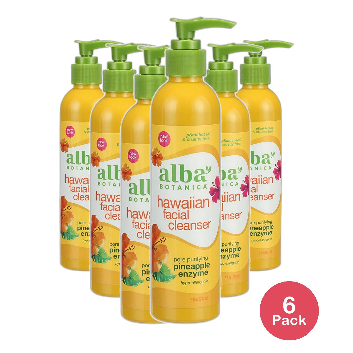 Alba Botanica Hawaiian Pineapple Enzyme Facial Cleanser 8Oz (Pack of 6)
