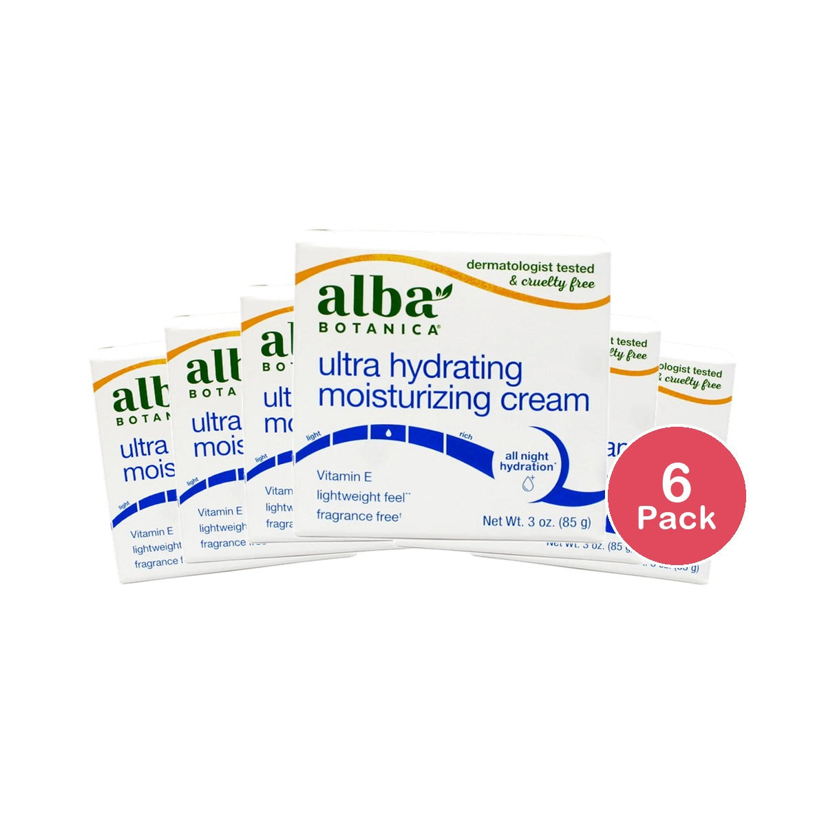 Alba Botanica Ultra Hydrating Moisturizing Cream 3 Oz (Pack of 6)