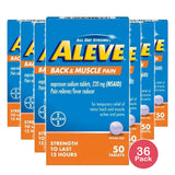 Aleve Back and Muscle Pain Tablets 50CT 1.552oz (Pack of 36)