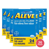 Aleve Caplets Naproxen Sodium Pain Reliever 24 Count (Pack of 36)