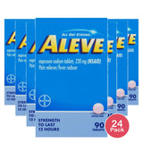 Aleve Naproxen Sodium Tablets Pain Reliever / Fever Reducer 90ct Exp 11/2023 1oz (Pack of 24)
