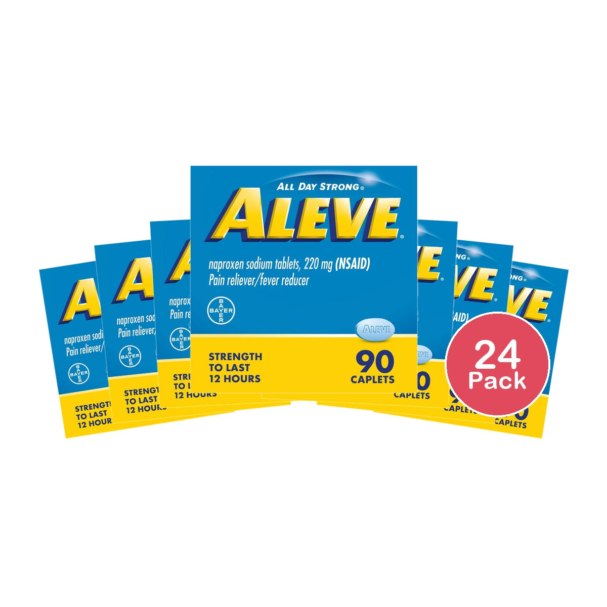 Aleve NSAID Pain Reliever Caplets 90ct (Pack of 24)