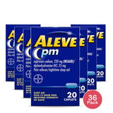 Aleve Pain Relief and Nighttime Sleep Aid Naproxen Sodium Caplets 20 Count 1.264oz (Pack of 36)