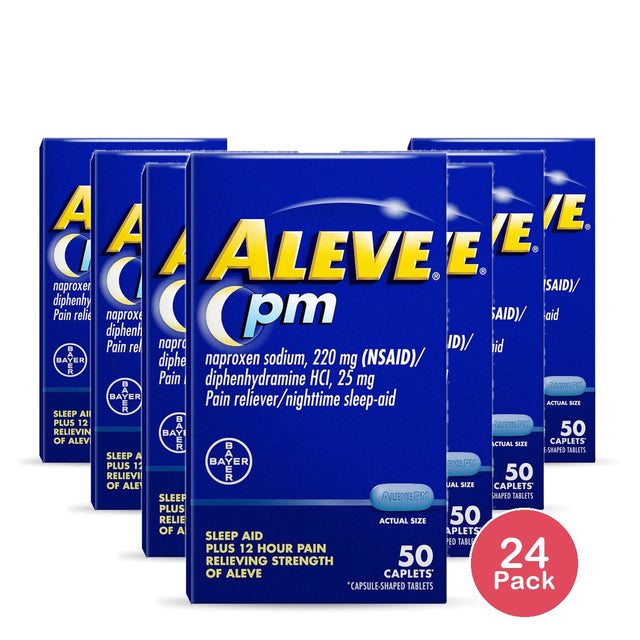 Fil Alev Aleve PM Pain Reliever & Nighttime Sleep Aid Caplets, 50 Count 5.6 ...
