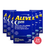 Aleve PM Pain Reliever &amp; Nighttime Sleep Aid Caplets, 50 Count 5.6 Oz (Pack of 24)