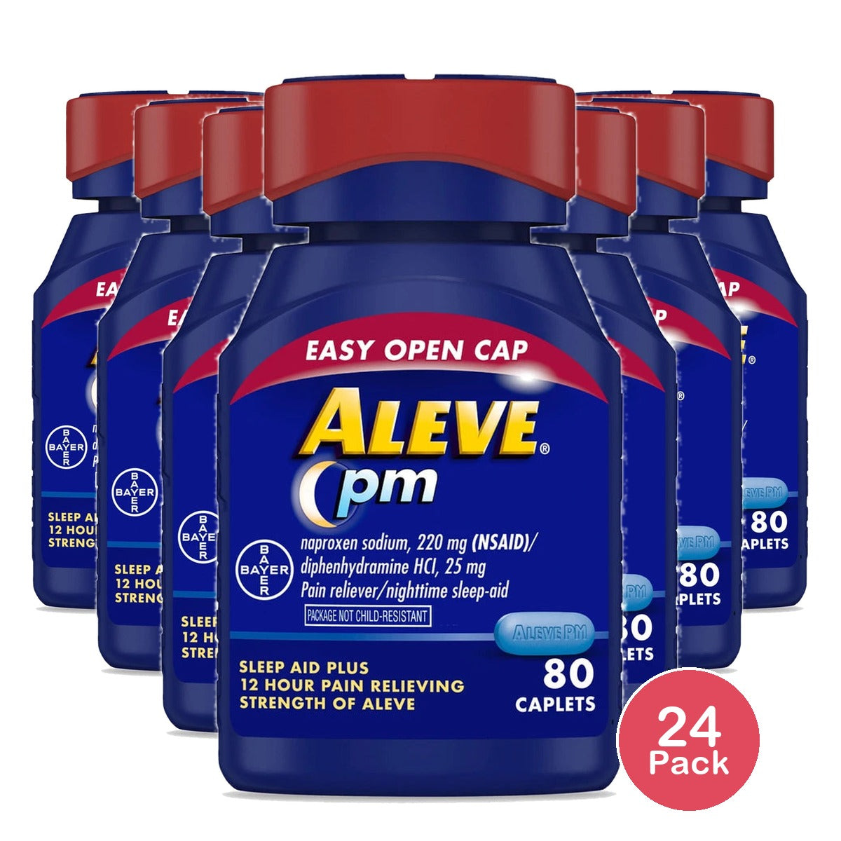 Aleve PM Sleep Aid Plus Pain Reliever Caplets - Naproxen Sodium (NSAID) - 80ct (Pack of 24)