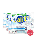 all Mighty Pacs Laundry Detergent Pacs Free Clear for Sensitive Skin Unscented 12.5 Oz (Pack of 6)