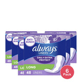 Always Anti-Bunch Xtra Protection Daily Liners Long Length (Pack of 6)