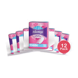 Always Dailies Thin Unscented Panty Liners Regular 72ct (Pack of 12)