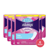 Always Daily Thin Unscented Panty Liners Regular 5.38Oz (Pack of 6)