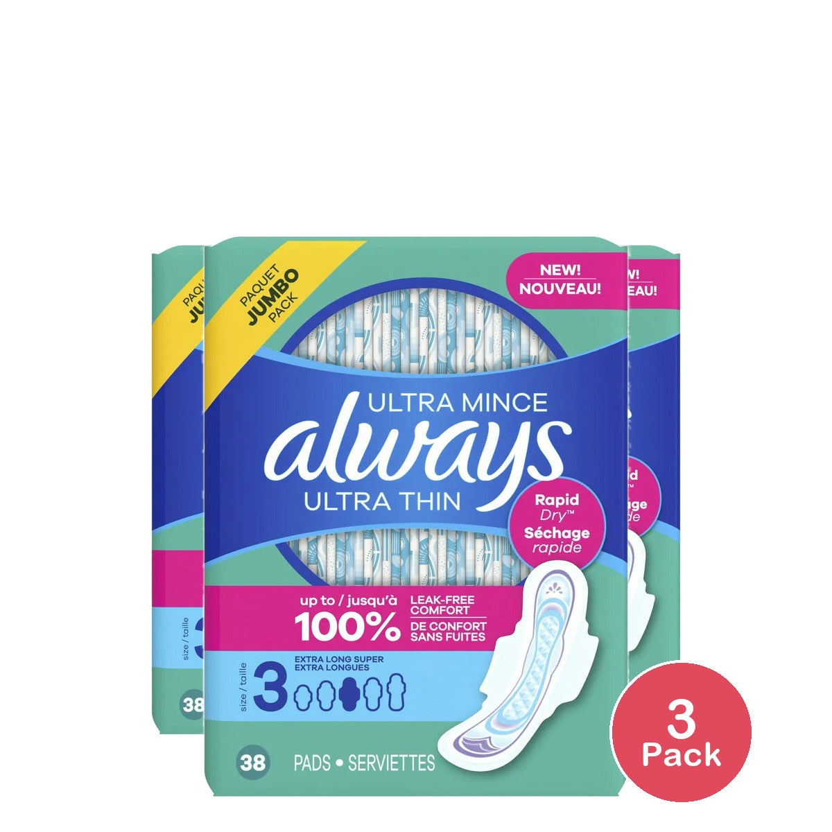 Always Discreet Underwear Size 3 X-Large 38 Count 19.2Oz (Pack of 3)