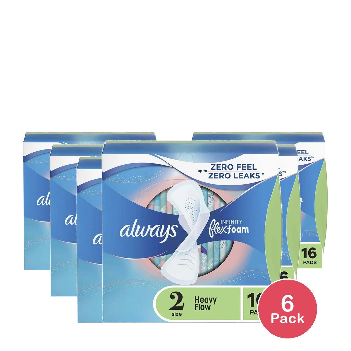 Always Pads Size 2 Infinity With Flex Foam Heavy Flow 4.16Oz (Pack of 12)