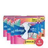 Always Radiant FlexFoam Teen Pads Regular 28ct (Pack of 6)