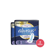 Always Ultra Thin Overnight Pads with Wings Extra Heavy Overnight Absorbency Size 5 11.08Oz (Pack of 2)