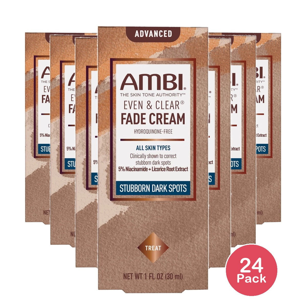 Ambi Even & Clear Advanced Fade Cream Hydroquinone-free Stubborn Dark Spot Cor 1. Oz (Pack of 24)