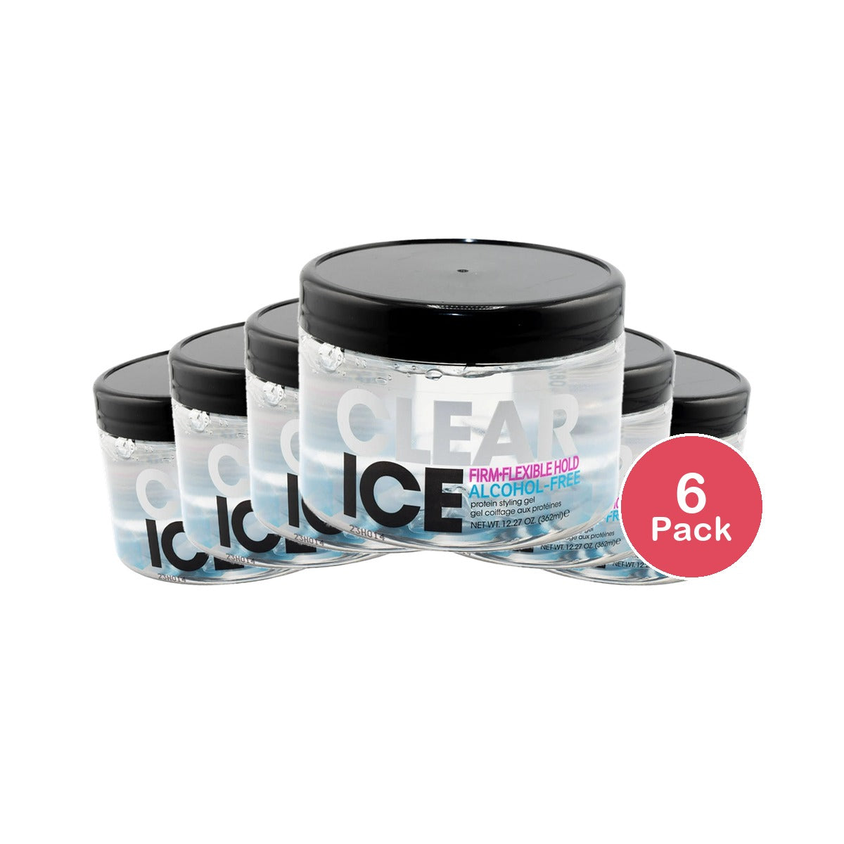 Ampro Clear Ice® Ultra Hold Protein Unisex Styling Gel Coily Hair Textures 12 12.27 oz (Pack of 6)
