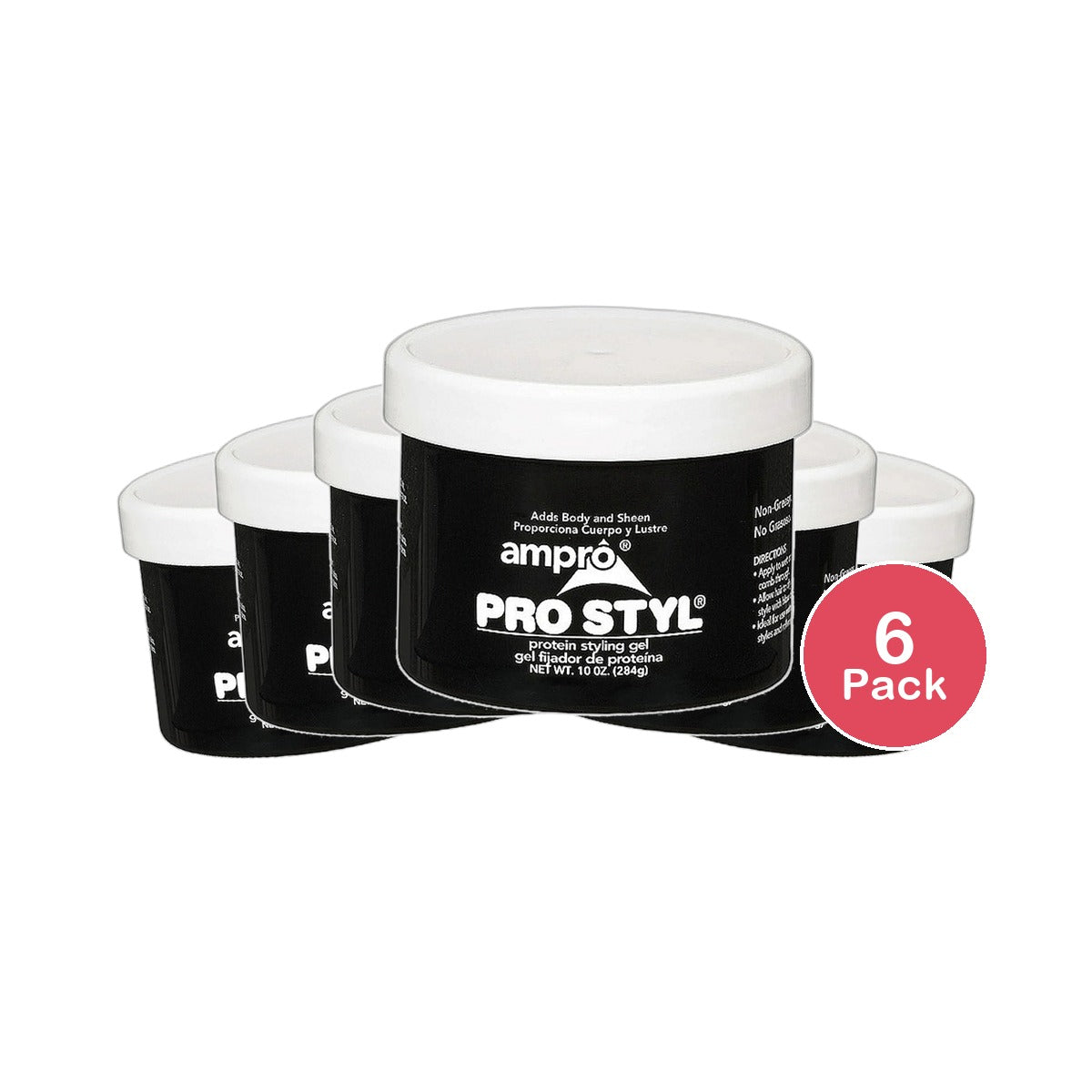 Ampro Pro Styl Protein Hair Styling Gel 10Oz (Pack of 6)