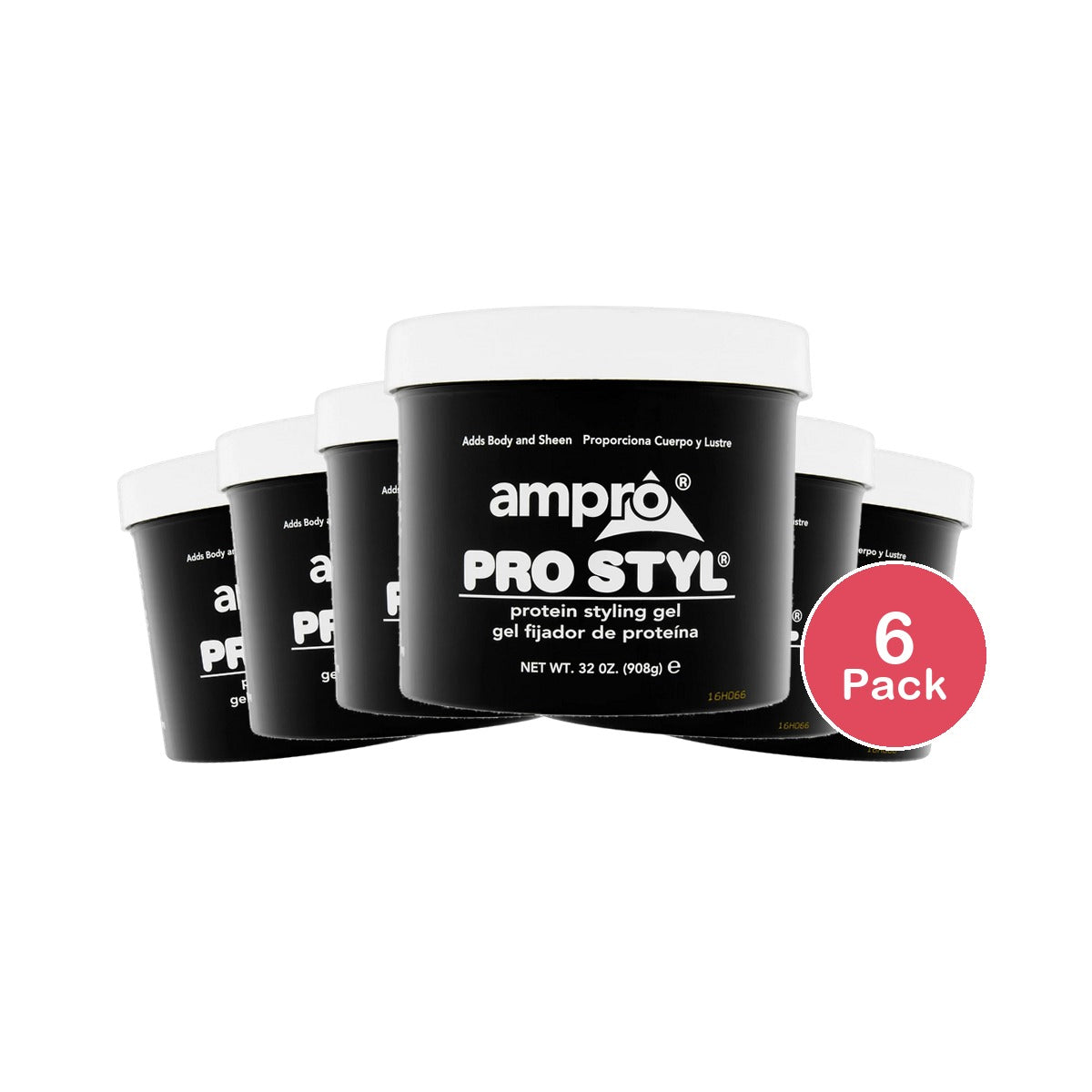 Ampro Pro Styl Regular Hold Protein Styling Gel 32 oz. Resistent Hair Moistur 32oz (Pack of 6)