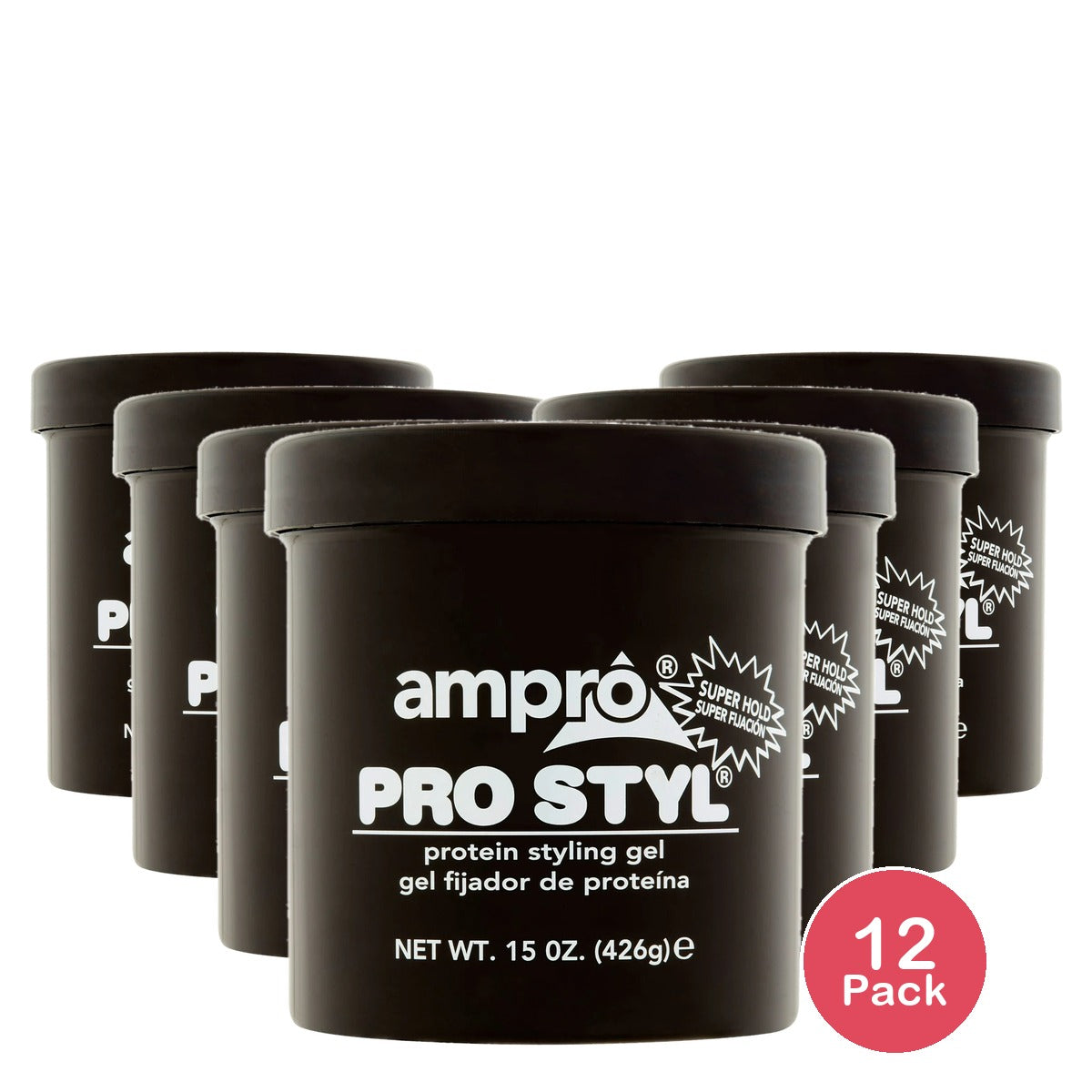 Ampro Pro Styl Super Hold Protein Styling Gel 15 oz. Moisturizing Unisex 15oz (Pack of 12)