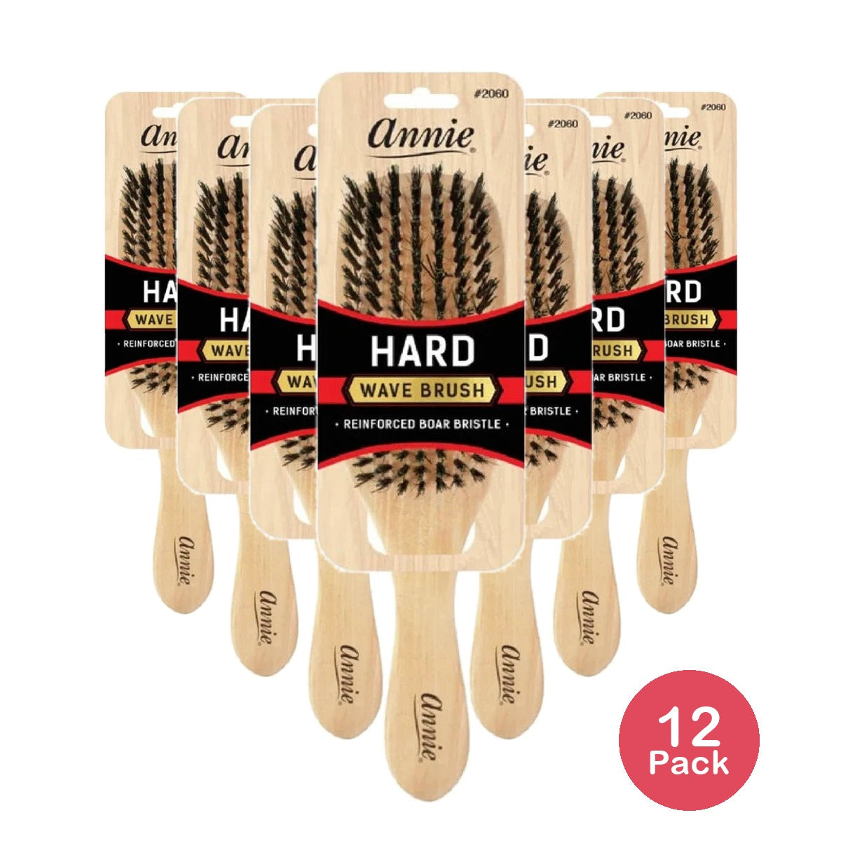 Annie Hard Bristle Wave Brush - Natural Boar Bristle (2060) (Pack of 12)