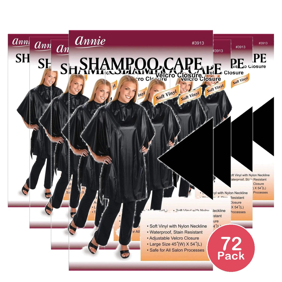Annie Shampoo Cape - Black (Pack of 72)