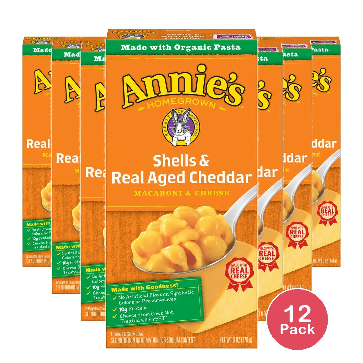 Annies Shells And Real Aged Cheddar Macaroni And Cheese 6Oz (Pack of 12)