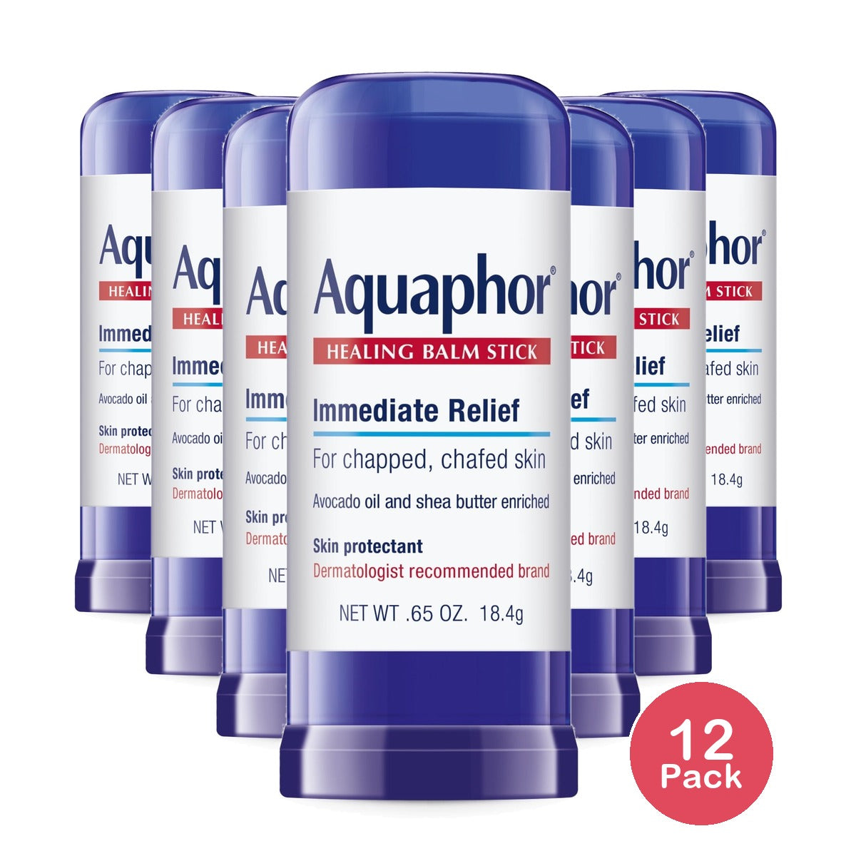 Aquaphor Healing Balm Stick, Skin Protectant With Avocado Oil And Shea Butter 0.65 Oz (Pack Of 12)