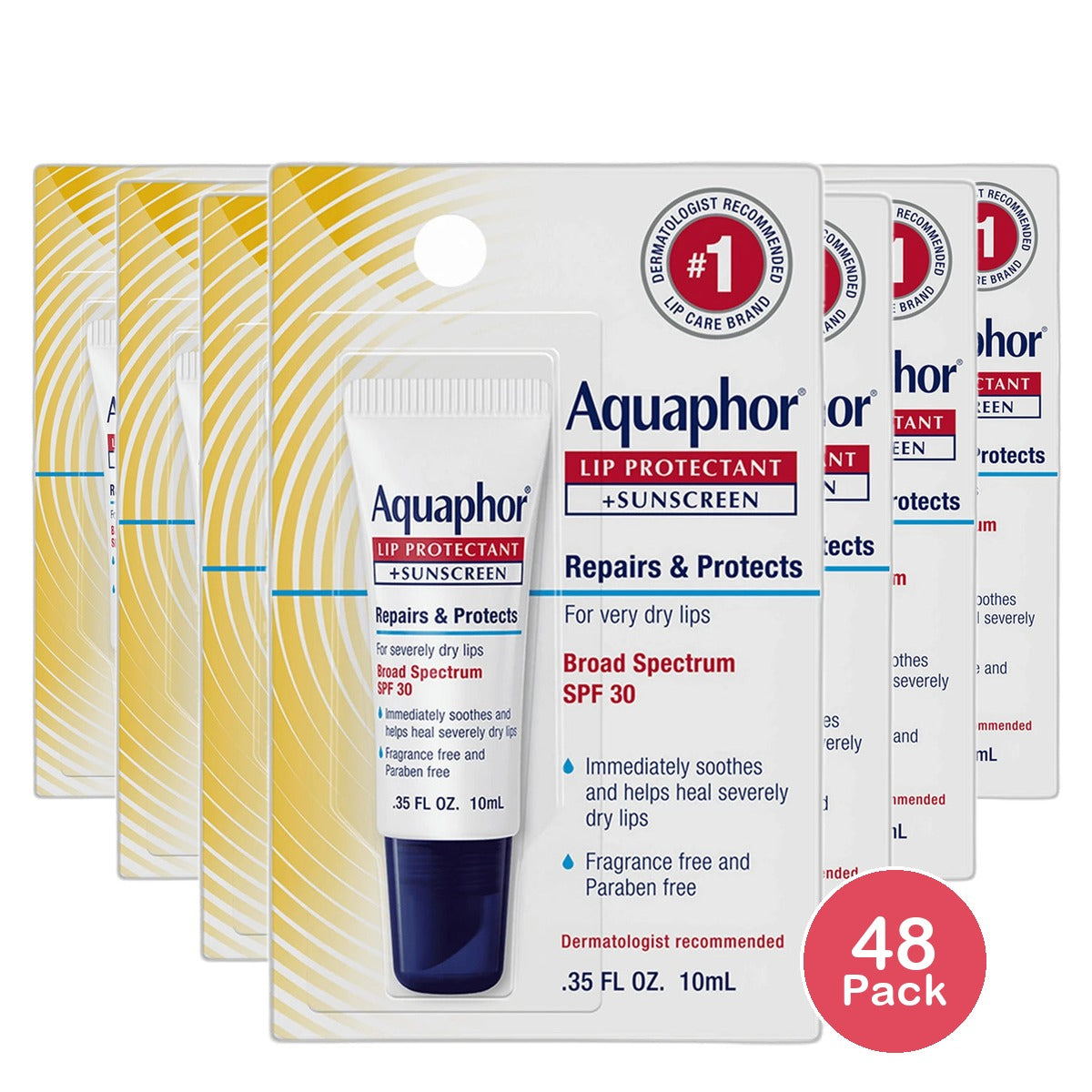 Aquaphor Lip Repair Plus Protect Broad Spectrum Spf 30 0.35Oz (Pack of 48)