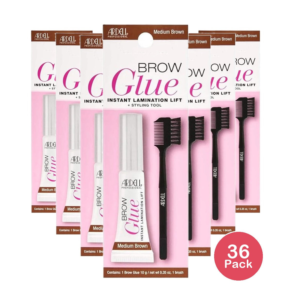 Ardell Brow Glue Instant Lamination Lift Medium Brown 0.35 Oz (Pack of 36)