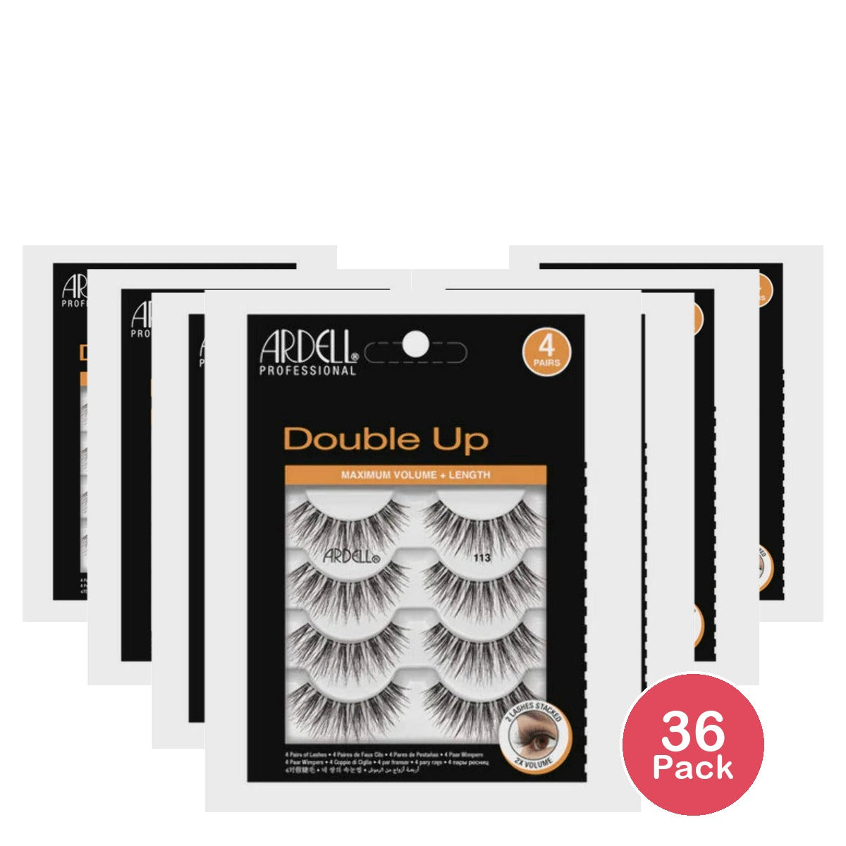 Ardell Double Up 113 Lashes - Maximum Volume and Length False Eyelashes 4 Pairs nan (Pack of 36)