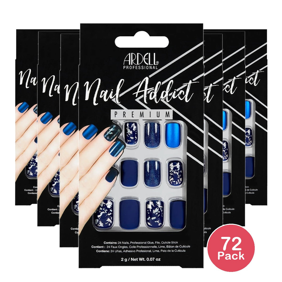 Ardell Nail Addict Artificial Nails Fake Nails Matte Blue 24 Nails 0.07oz (Pack of 72)