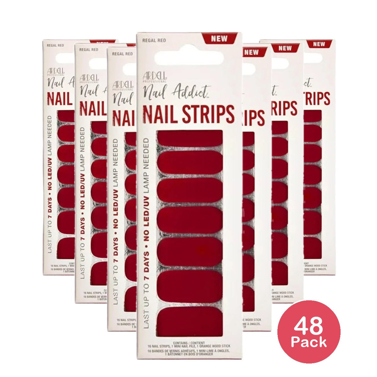 Ardell Nail Addict Nail Strips - Regal Red 1 Ea 0.816oz (Pack of 48)