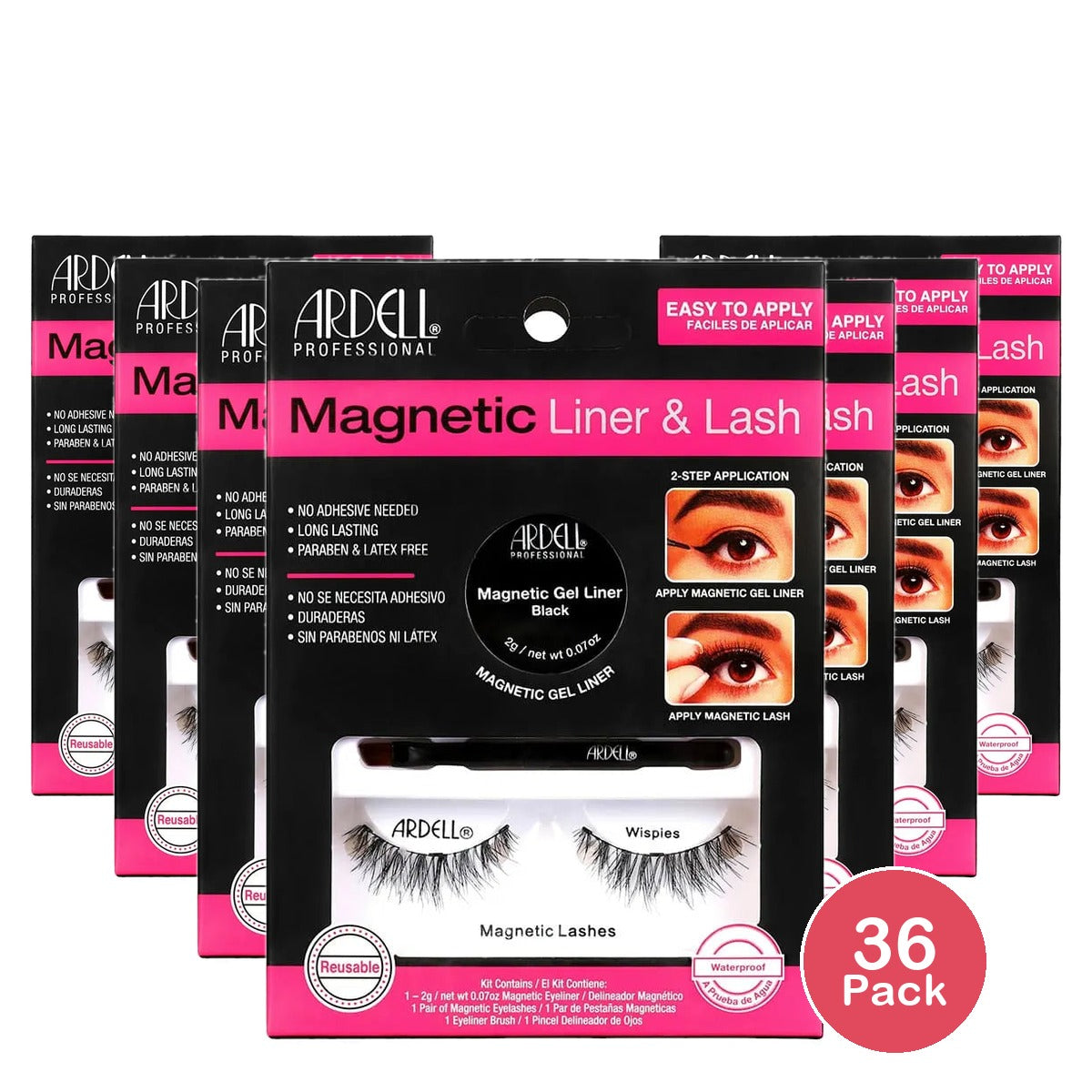 Ardell Professional Magnetic Gel Eyeliner And Lashes Wispies 0.07Oz (Pack Of 36)
