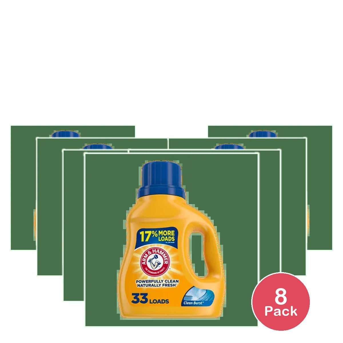 Arm & Hammer Liquid Laundry Detergent Soap Clean Burst Fresh 33Oz(Pack of 8)