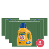Arm & Hammer Liquid Laundry Detergent Soap Clean Burst Fresh 33Oz(Pack of 8)