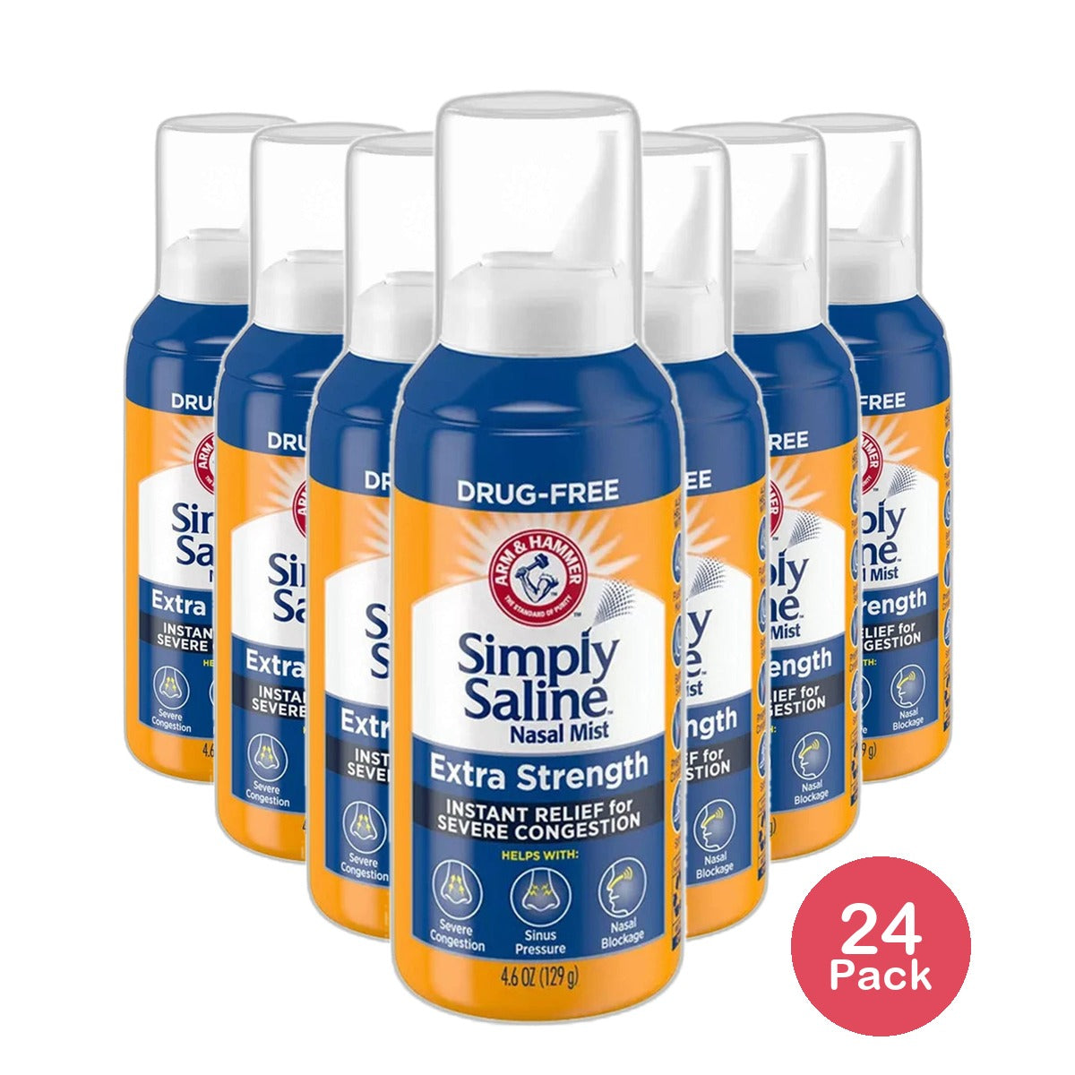 Arm & Hammer Simply Saline Nasal Mist Extra Strength Severe Congestion Drug-Free 4.25Oz (Pack of 24)