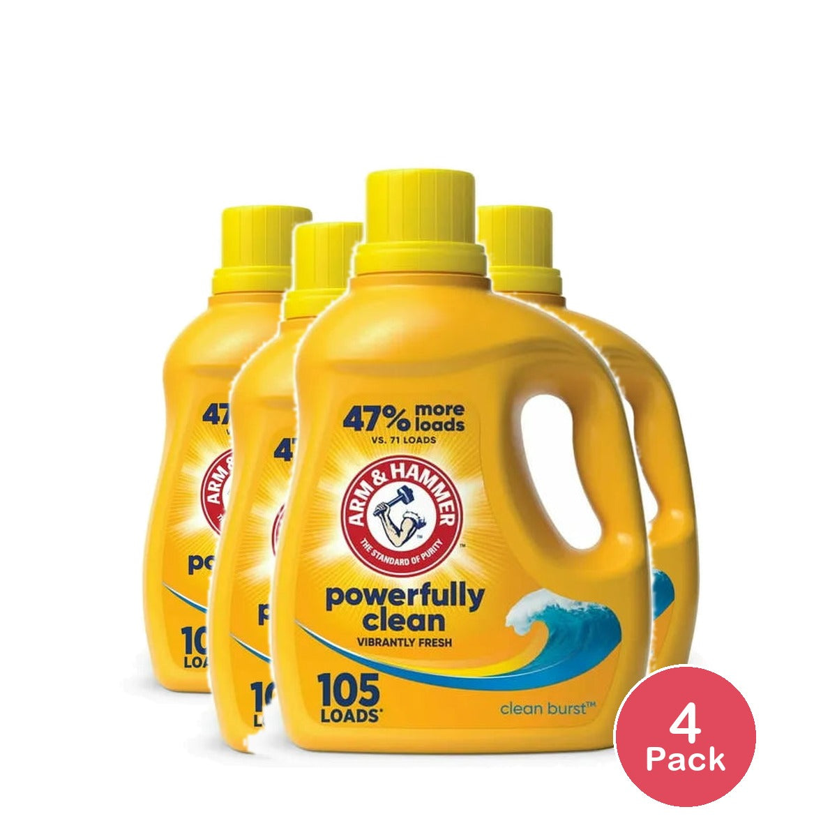 Arm & Hammer Clean Burst, 105 Loads Liquid Laundry Detergent, 105 fl oz (Pack of 4)